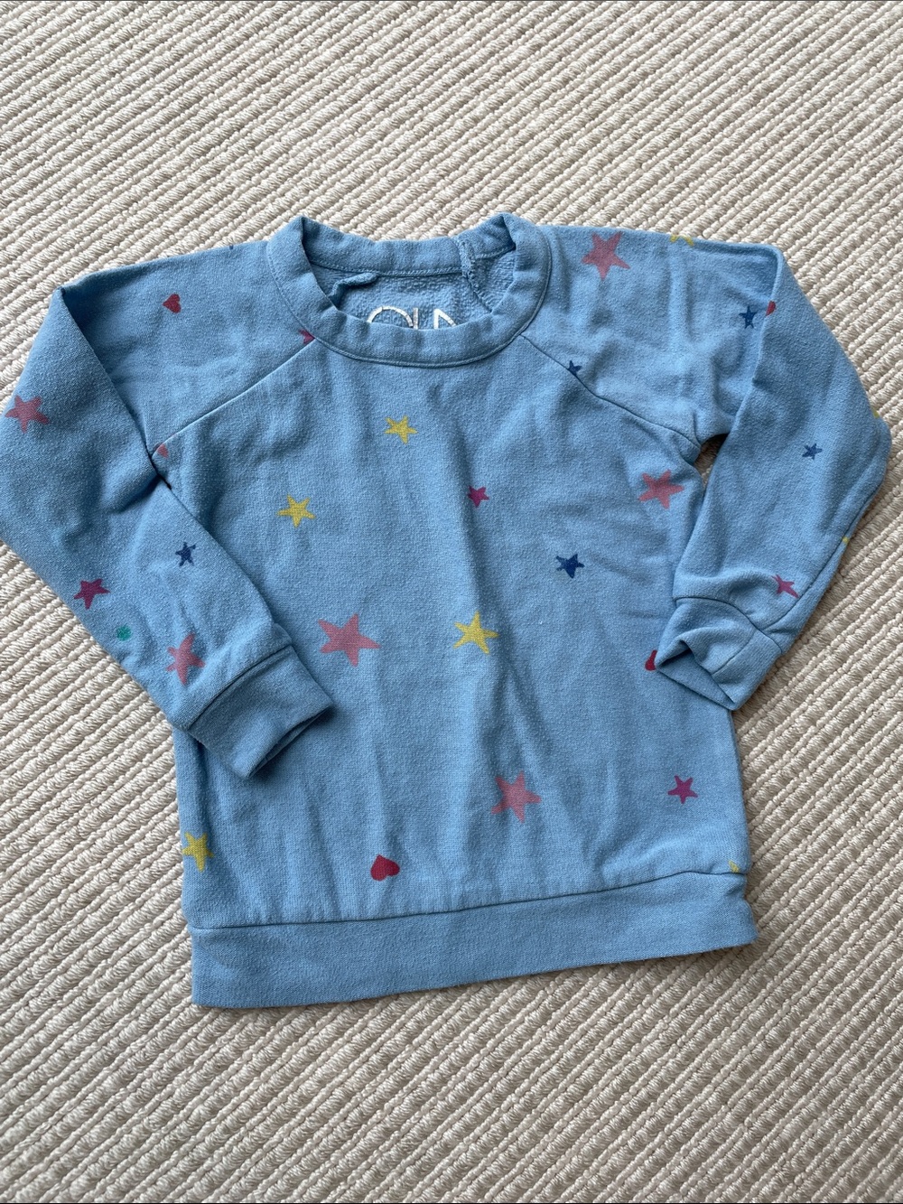 SO Light Blue Star & Heart Print Pullover